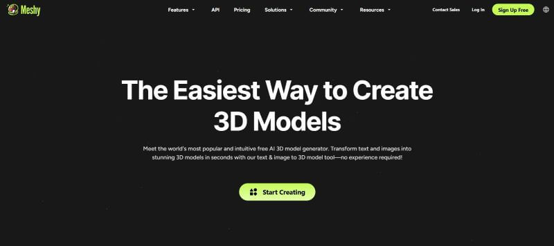 meshy ai homepage