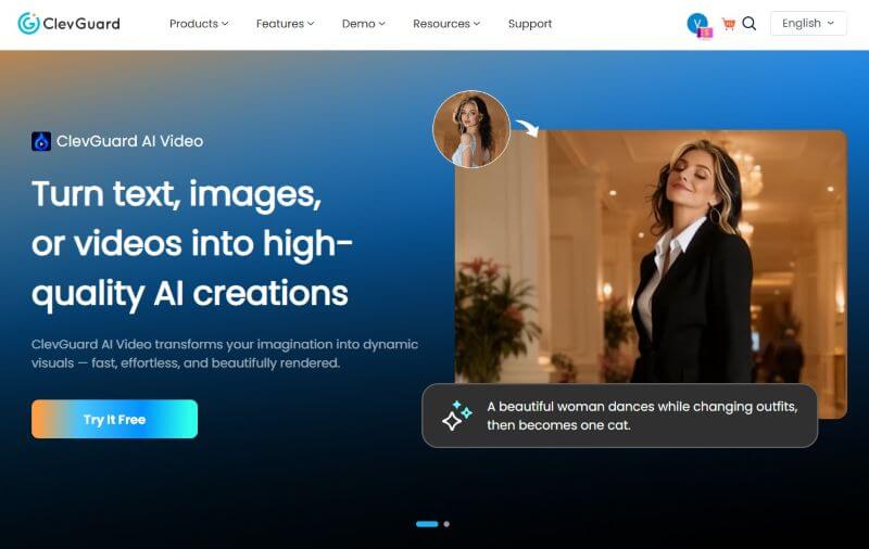 clevguard ai video homepage