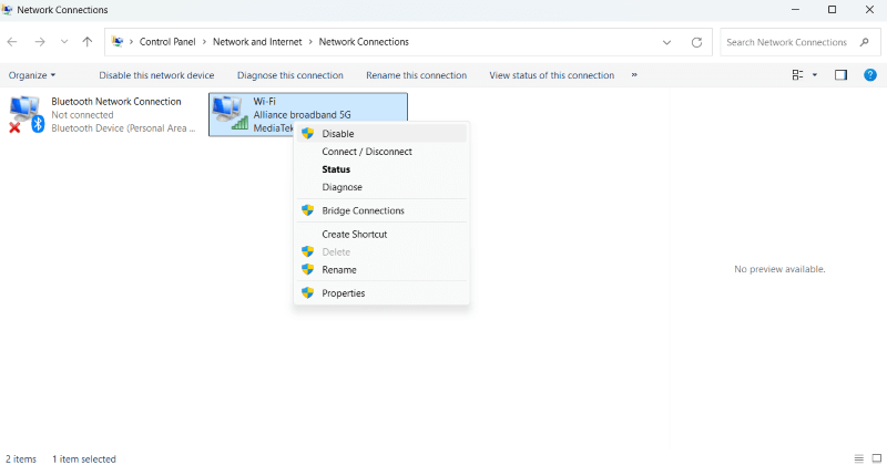 disable the internet on windows