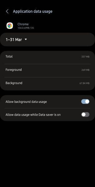 toggle off the background data