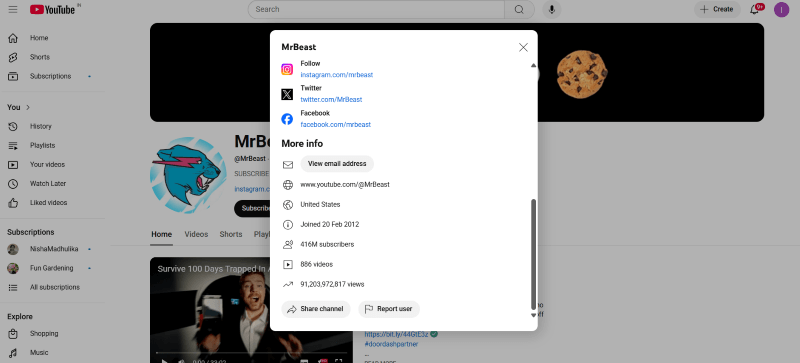 select report user option