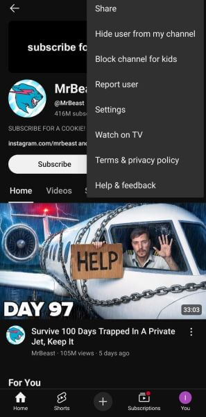block channels on youtube app
