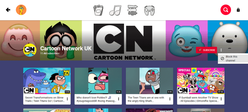 block a youtube kids channel