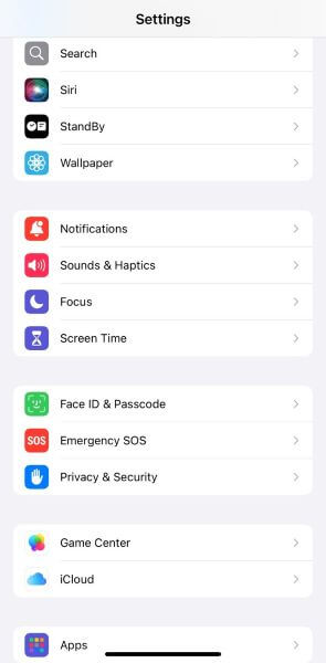 access the screen time option