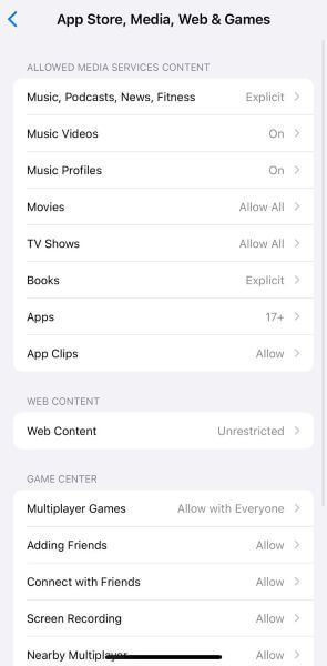 set allowed store content