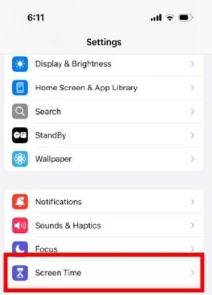 open screen time settings