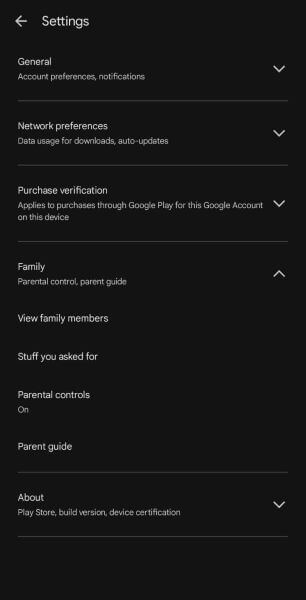 access parental controls on google
play store