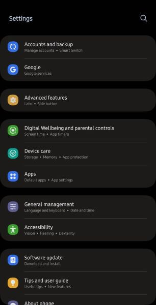 access apps in android settings