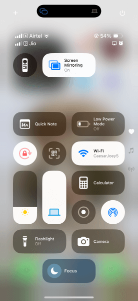access screen mirroring feature on
ios