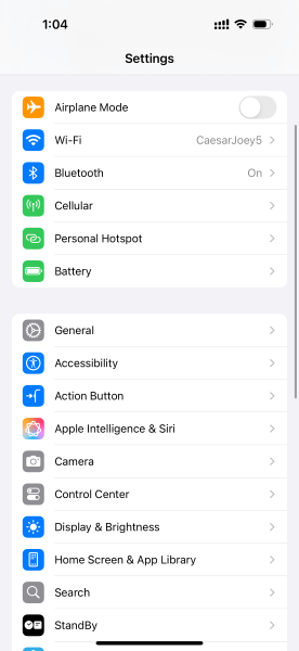 access the general option in settings