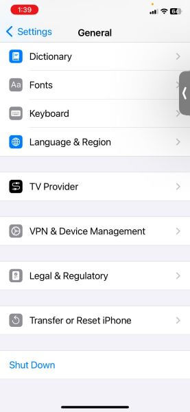find the option to reset your iphone