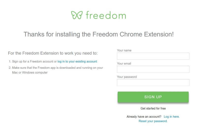 set up a freedom account