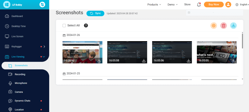 take automatic screenshots on
monivisor