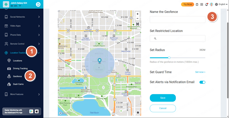 kidsguard pro geofencing