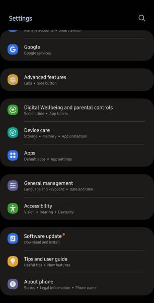 about phone in settings