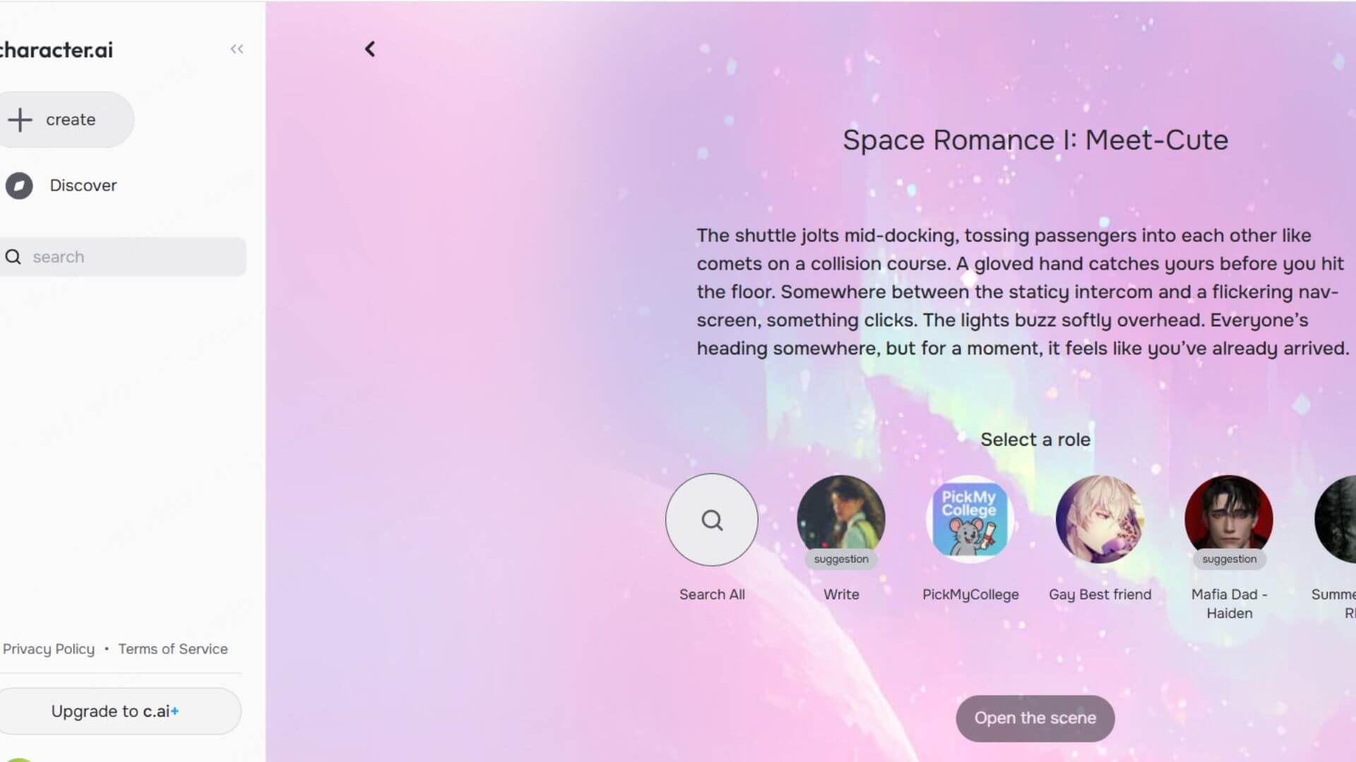 character ai chatting interface
