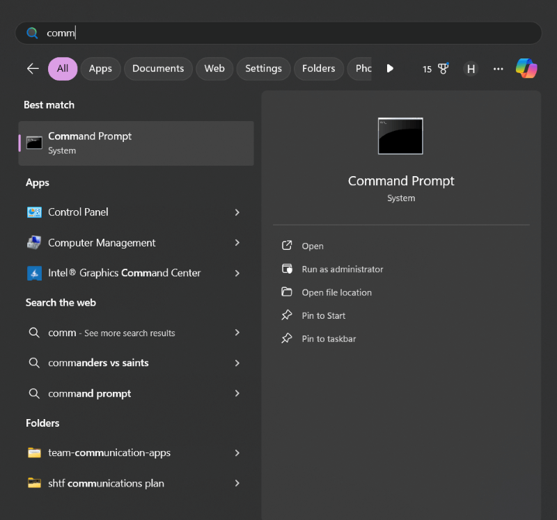 access the command prompt on windows