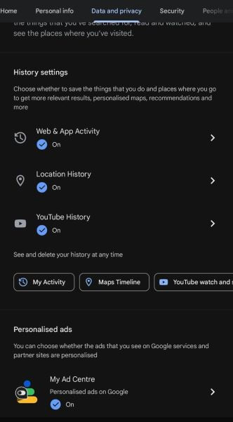 access my activity tab