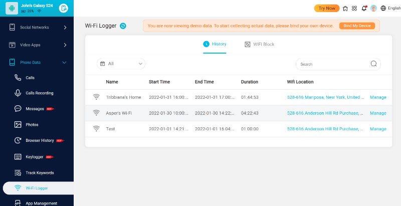 kidsguard pro wifi logger function