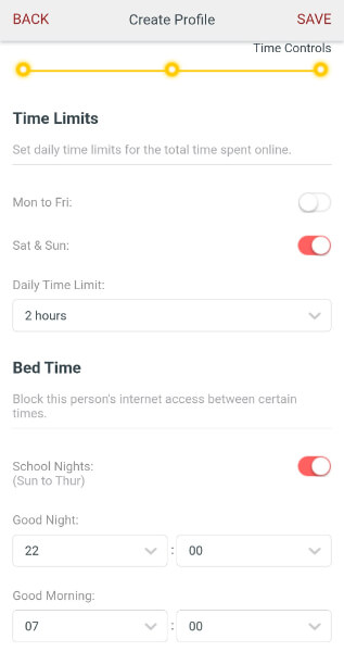 set bedtime schedule