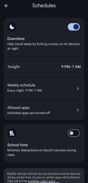 set downtime schedule