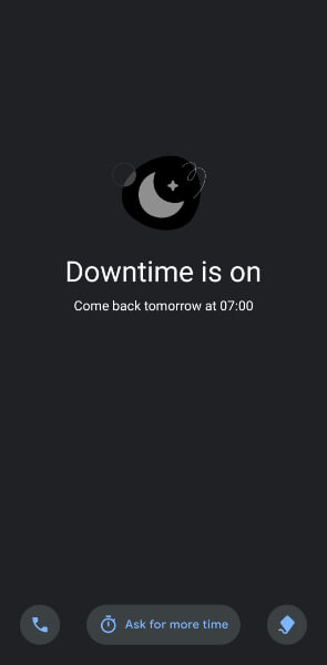 downtime screen on child’s device