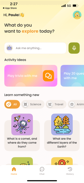 safe ai chatbot for kids dashboard