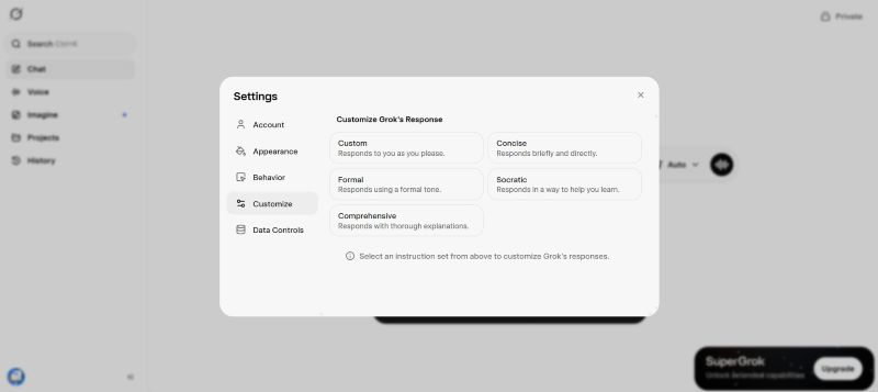 grok behavior switch