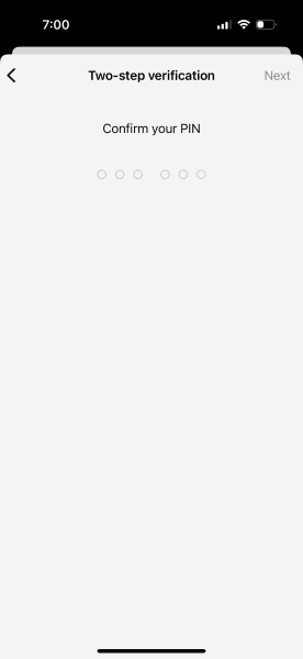 confirm the pin