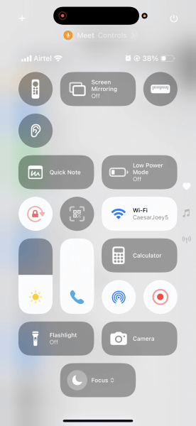access ear icon on control center