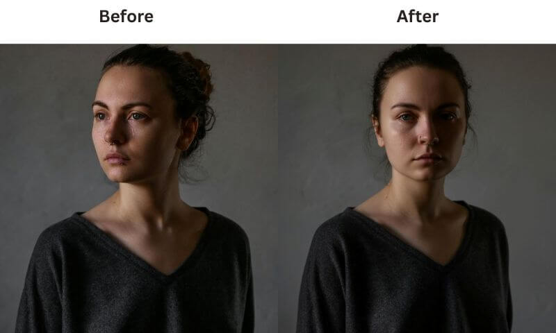 before and after image of editing a
portrait