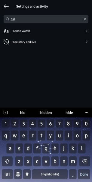 find hidden words setting