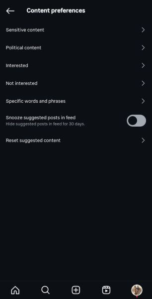 access sensitive content option