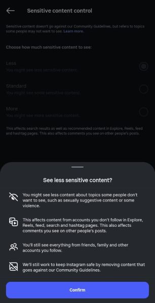 confirm the setting