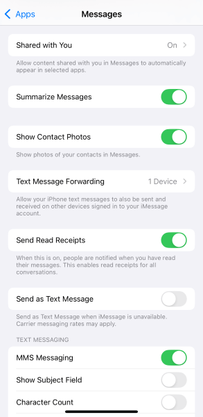 access text message forwarding