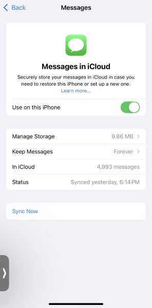sync the device to icloud