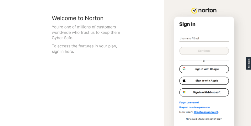 norton family login page