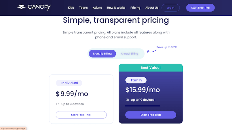 canopy pricing