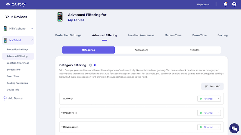 real time advanced content filtering