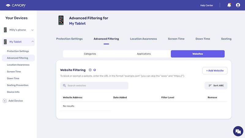 website filtering