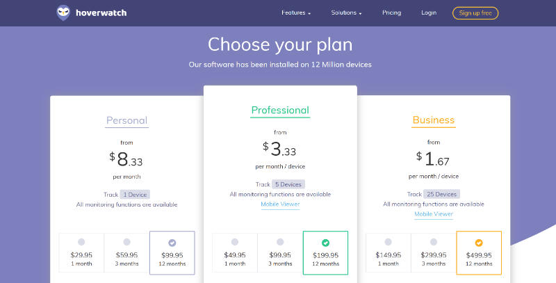 hoverwatch pricing
