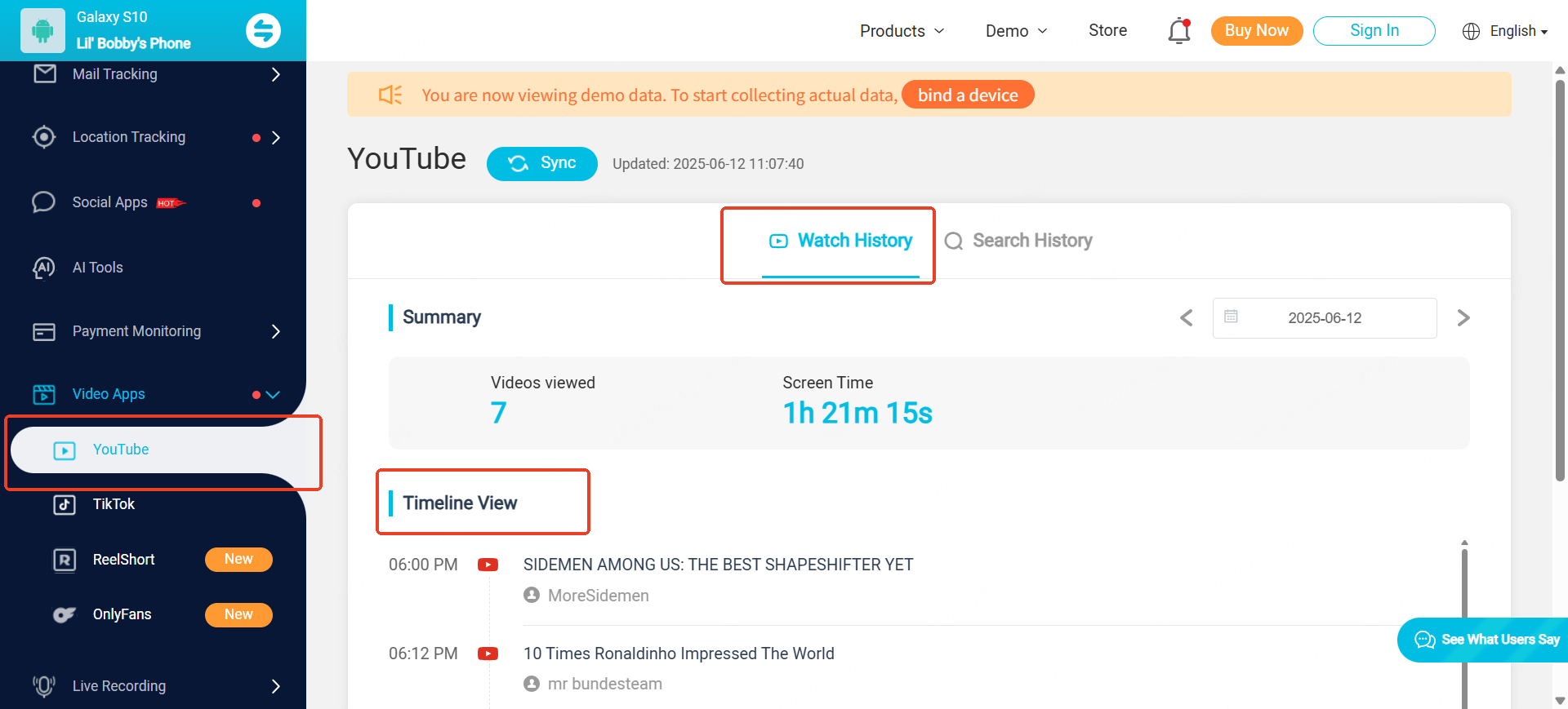 KidsGuard Pro monitors YouTube history