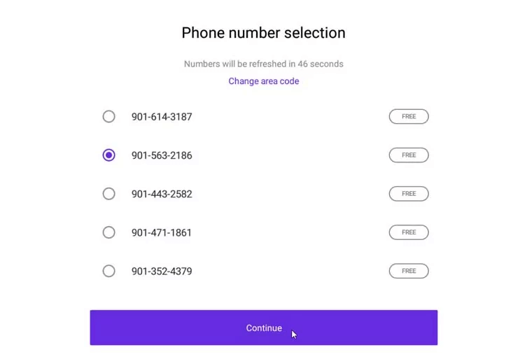 Choose a virtual number