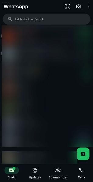 access the chats tab on whatsapp