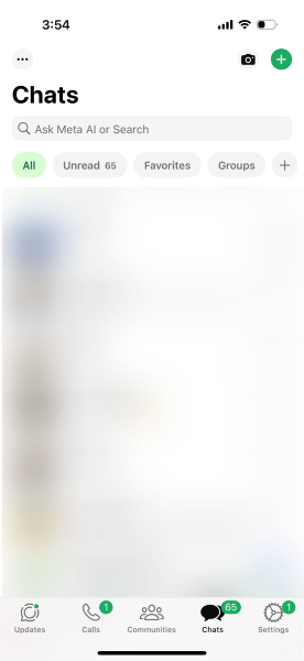 access the chats tab on whatsapp