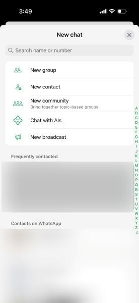 search for a contact in the search
bar