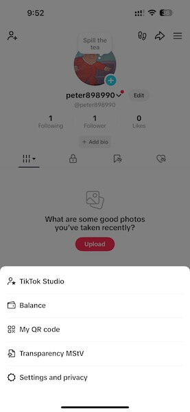 select settings and privacy