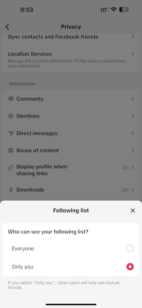 select next to only you