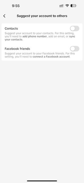turn off toggles next to contacts and facebook friends