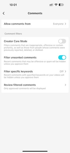 manage comment preferences